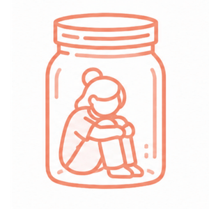 woman making herself small