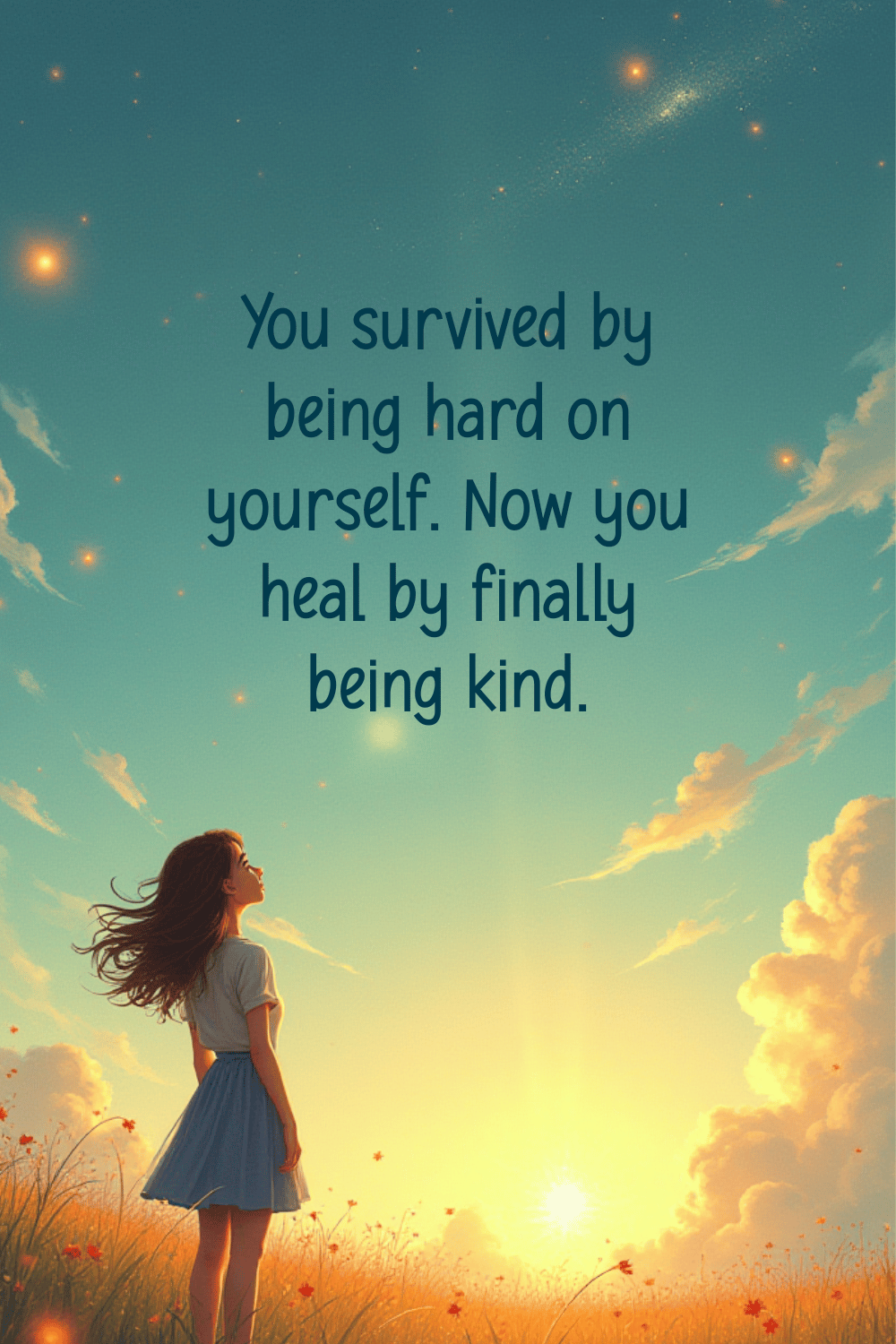 "you survived by being hard on yourself. Now you heal by finally being kind"