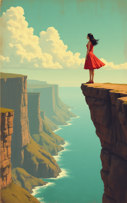 woman standing on the edge of a cliff